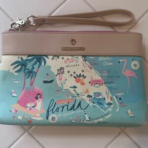 Spartina 449 Florida Map Wristlet with Pink and Tan Accents